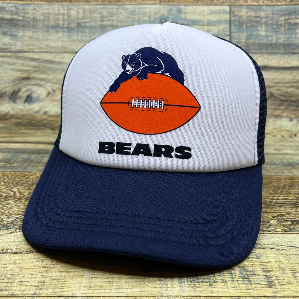 Chicago Bears Mens Trucker Hat Navy Snapback 60s Vintage Logo Football Cap